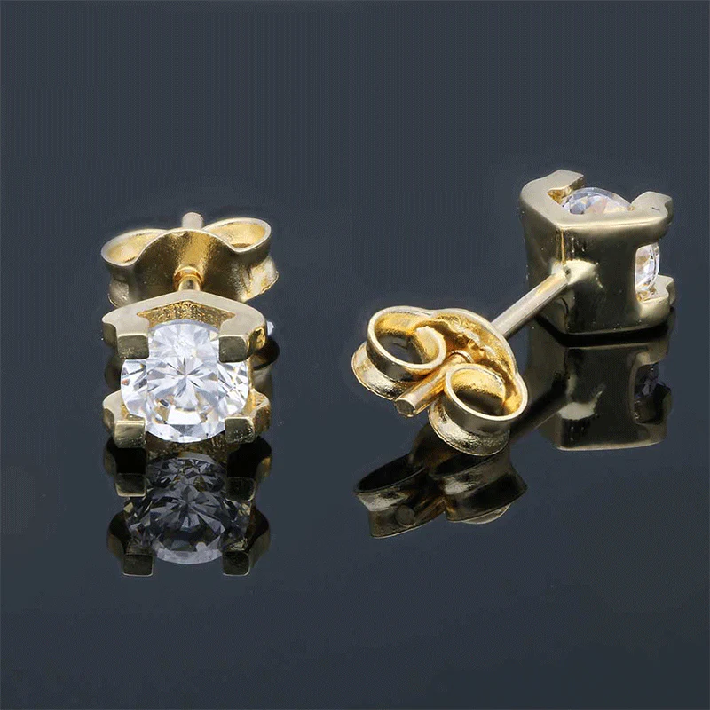 Gold Solitaire Stud Earrings 18KT - FKJERN18KU3129 - Image 3