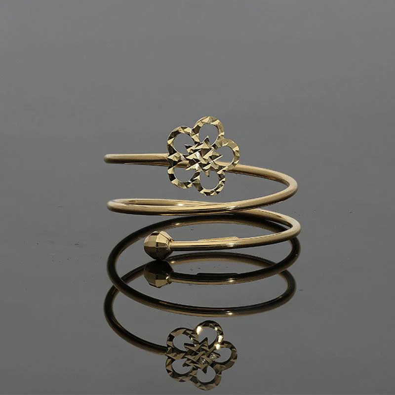 Gold Spiral Ring with Flower in 18KT - FKJRN18K2172 - Image 3