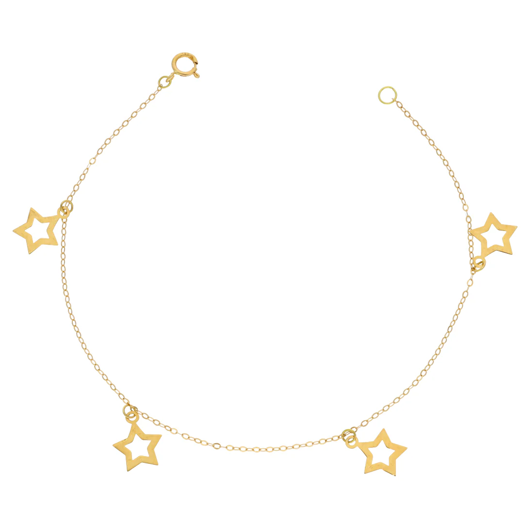 Gold Star Shaped Charms Bracelet 18KT - FKJBRL18KU6429 - Image 4