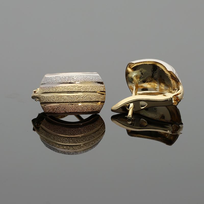 Gold Tri-Tone Clip Earrings 18KT - FKJERN18K2283 - Image 3