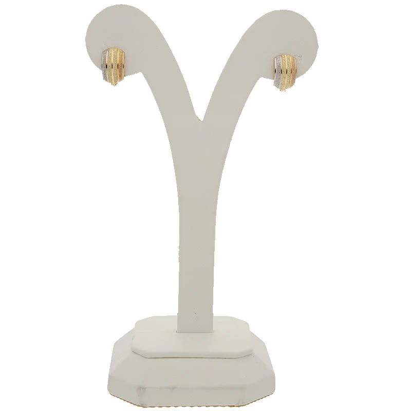 Gold Tri-Tone Clip Earrings 18KT - FKJERN18K2283 - Image 4