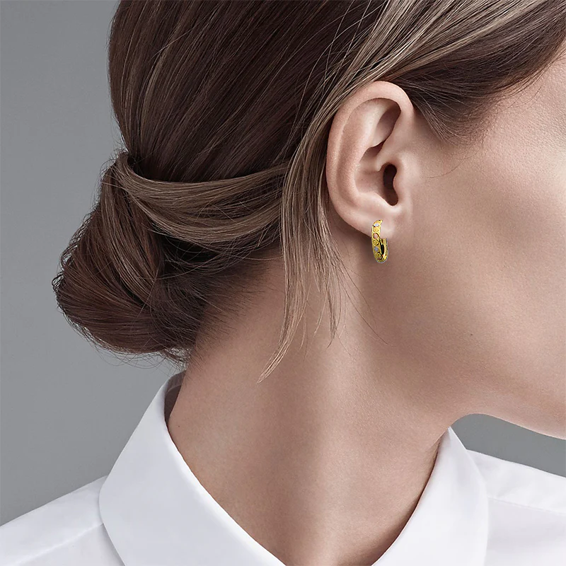Gold Tri Tone Clip on Hoop Earrings 21KT - FKJERN21KU3164 - Image 2