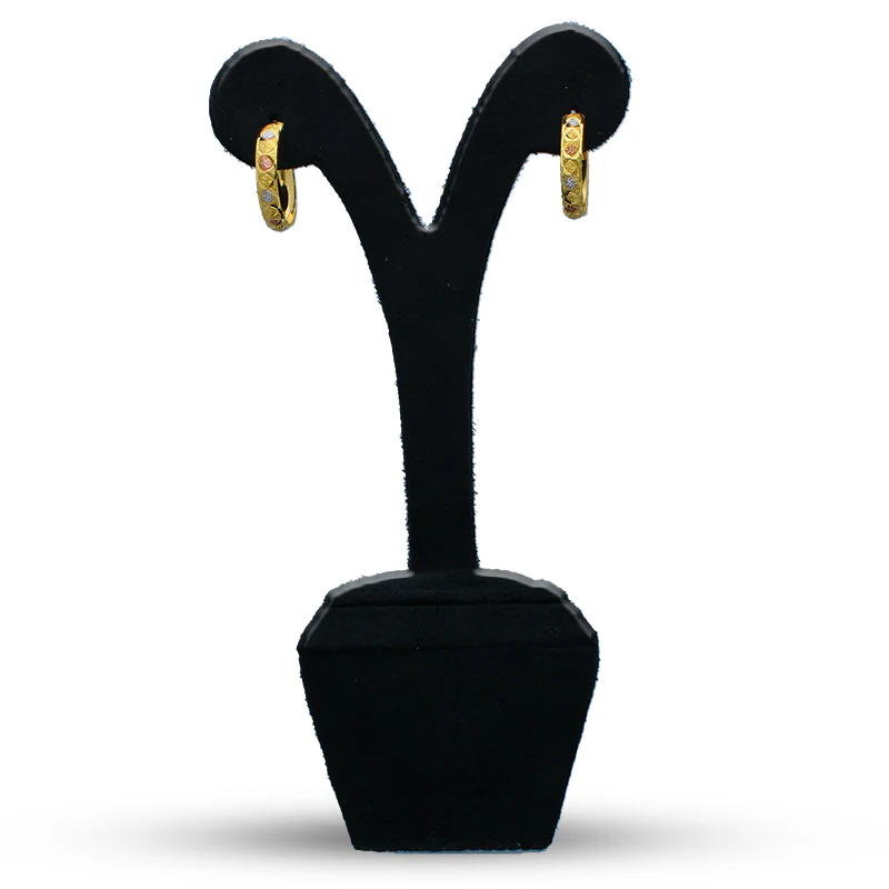Gold Tri Tone Clip on Hoop Earrings 21KT - FKJERN21KU3164 - Image 4