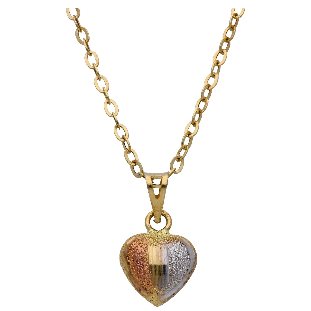 Gold Triple Toned Heart Shaped Pendant Set 18KT - FKJNKLST18KU6524 - Image 2