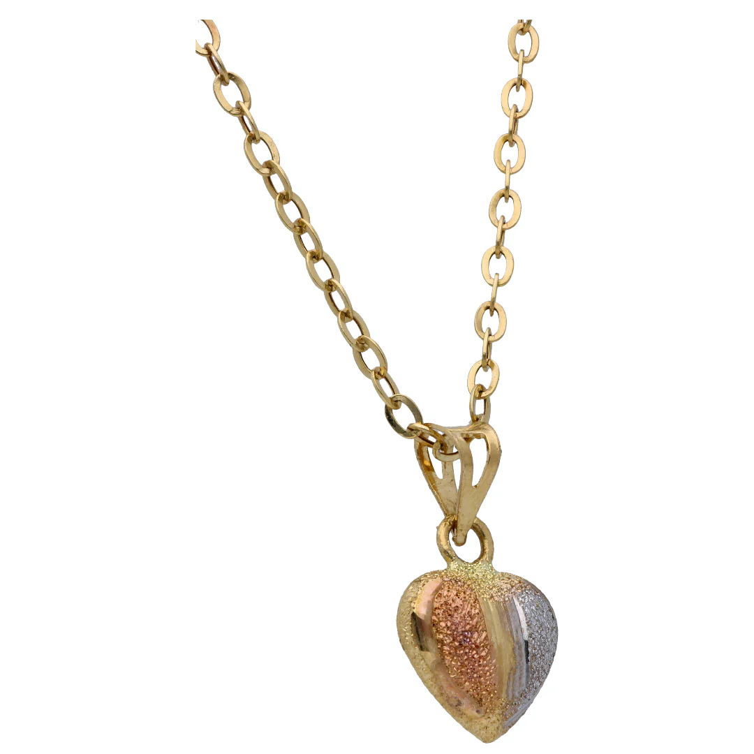 Gold Triple Toned Heart Shaped Pendant Set 18KT - FKJNKLST18KU6524 - Image 3