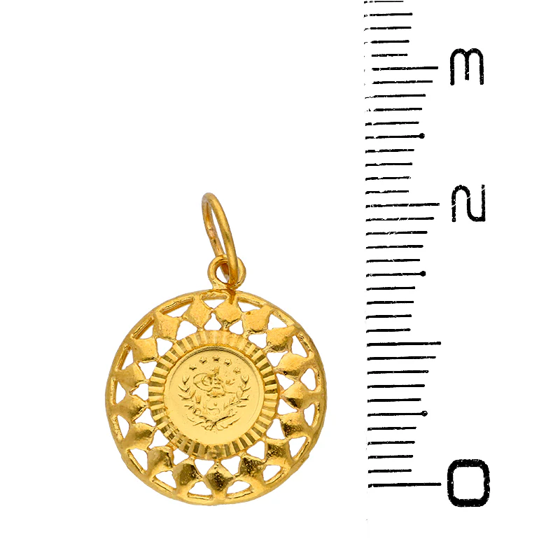 Gold Turkish Lira Pendant 21KT - FKJPND21KU6065 - Image 2