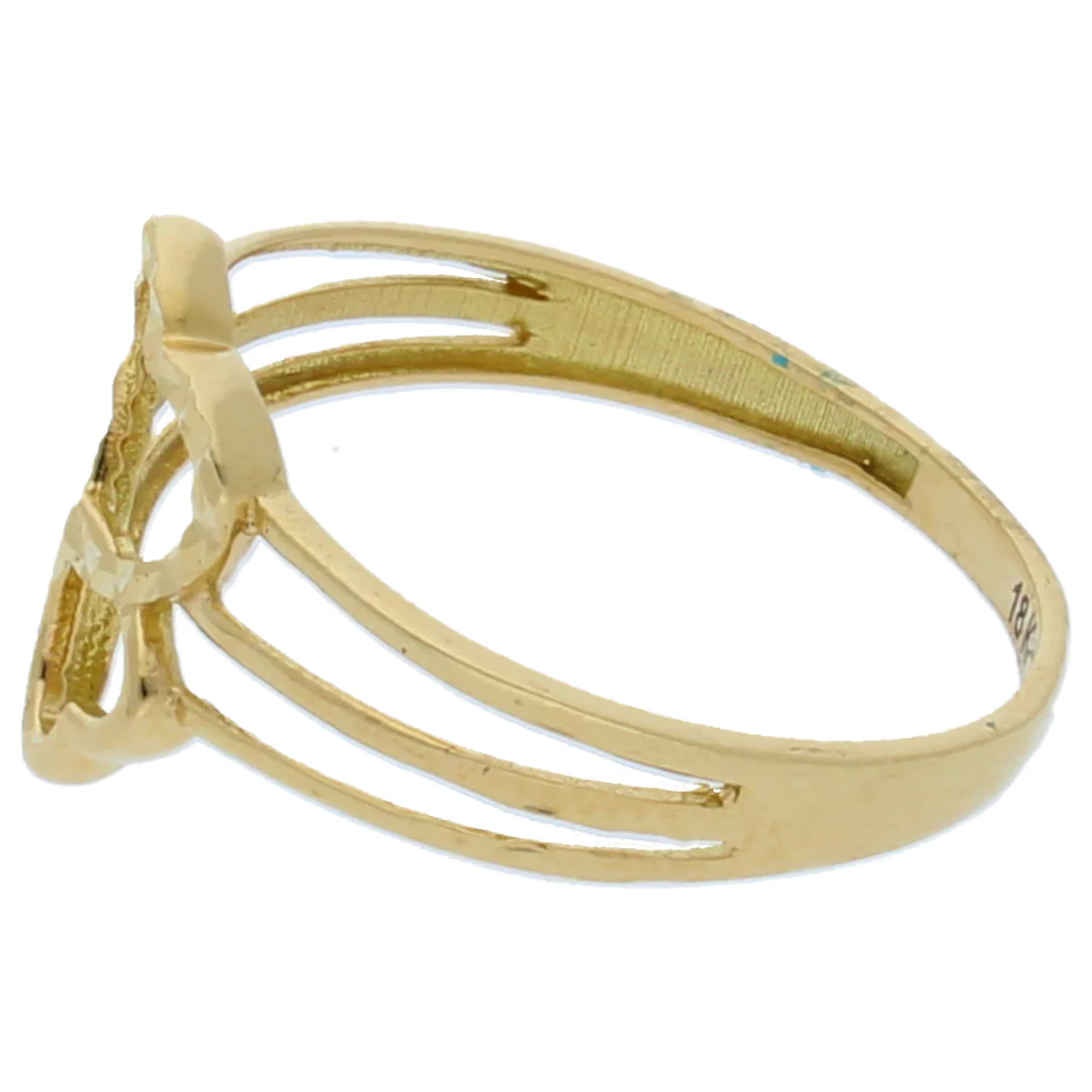 Gold Twin Heart Shaped Ring 18KT - FKJRN18KU6368 - Image 2