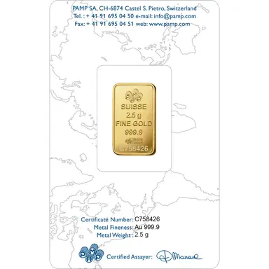 Pamp Suisse Rosa 2.5 Grams Gold Bar 24KT - FKJGBR24K2719 - Image 2