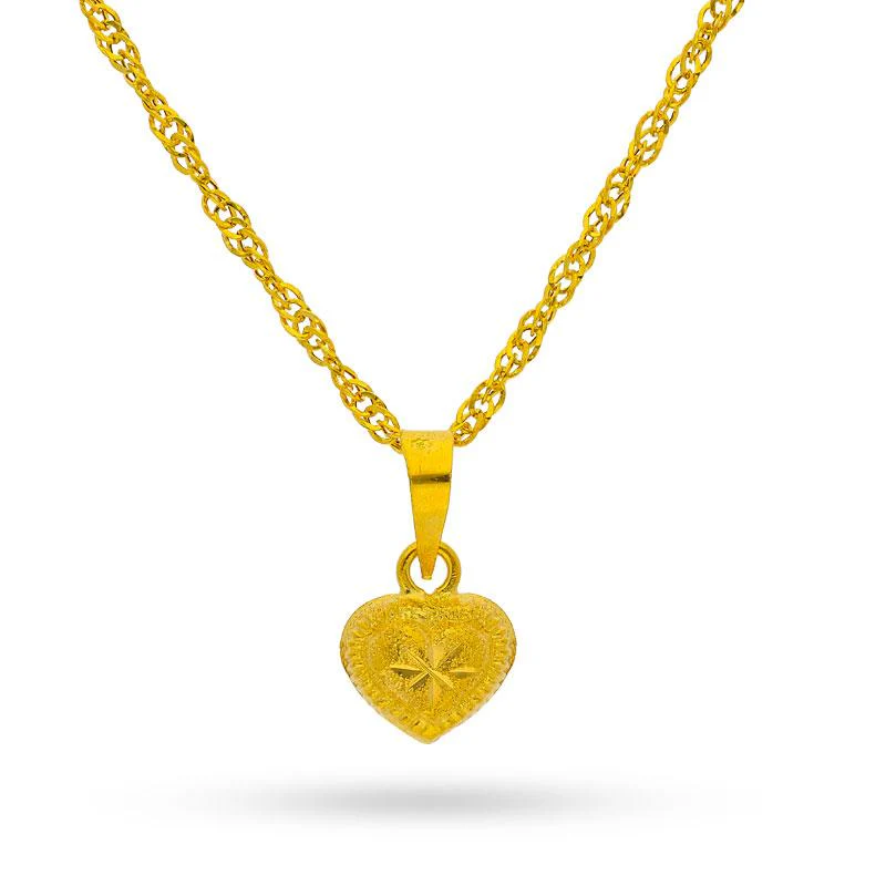 Gold Heart Pendant Set (Necklace, Earrings and Ring) 18KT -  FKJNKLST1688 - Image 2