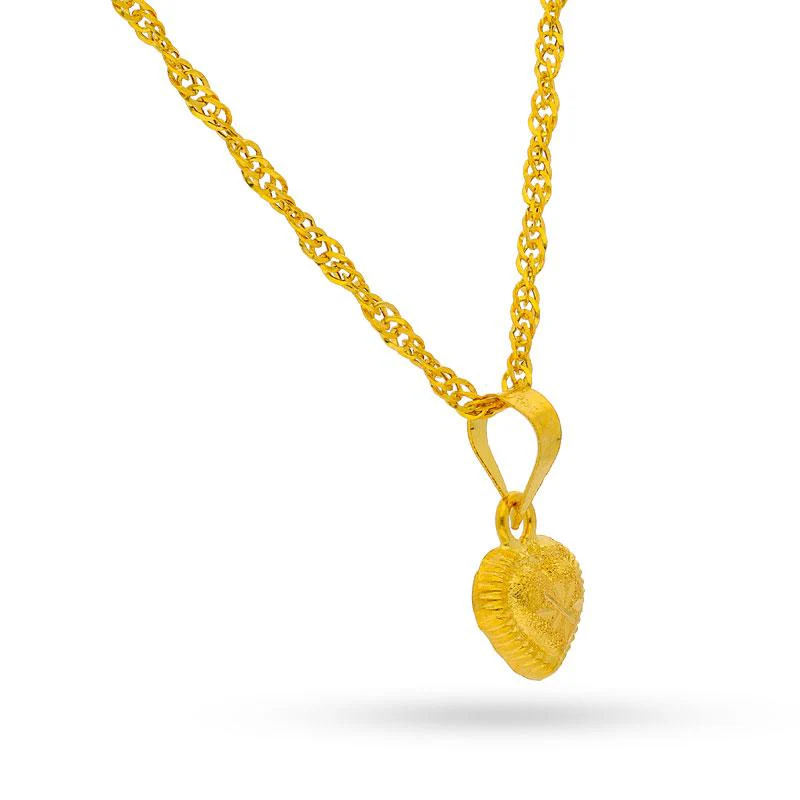 Gold Heart Pendant Set (Necklace, Earrings and Ring) 18KT -  FKJNKLST1688 - Image 3