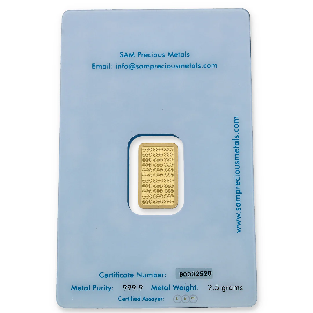 SAM 2.5 Grams Gold Bar 999.9 Purity - FKJGBR24K2310 - Image 2