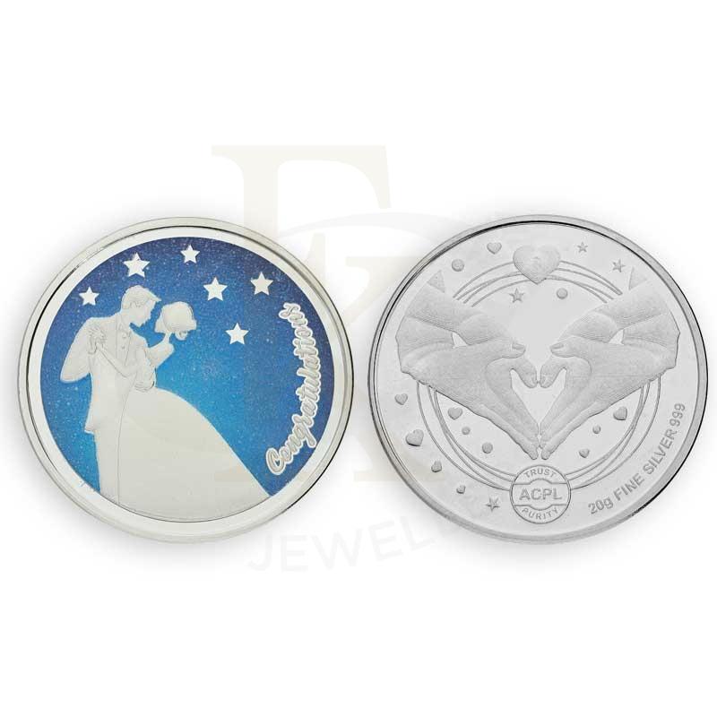 Silver 20 Grams Congratulations Coin for Couple in Fine 999 Silver - FKJCONSL3110