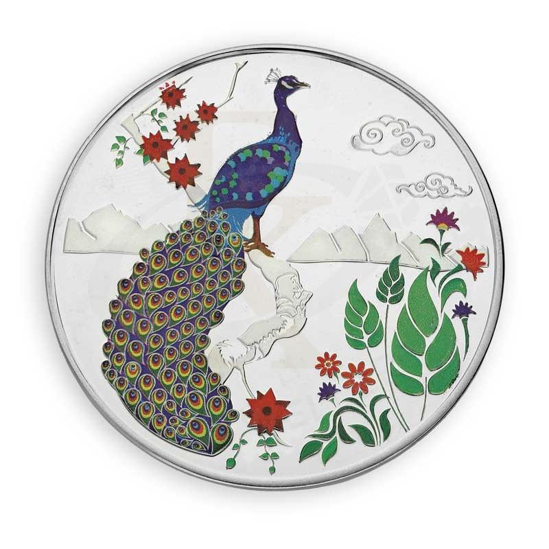 Silver 20 Grams Peacock and Flower Coin in Fine 999 Silver - FKJCONSL3112 - Image 2
