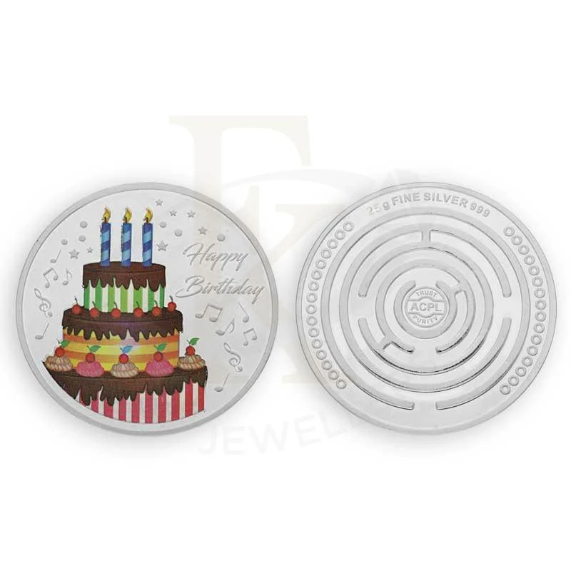 Silver 25 Grams Birthday Cake Coin in Fine 999 Silver - FKJCONSL3119