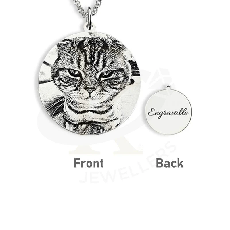 Silver 925 Round Shaped Photo Engraved Necklace - FKJNKLSL2610