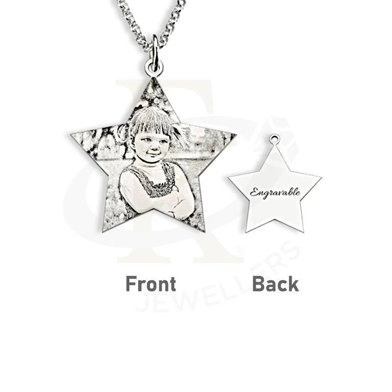 Silver 925 Star Shaped Photo Engraved Necklace - FKJNKLSL2614