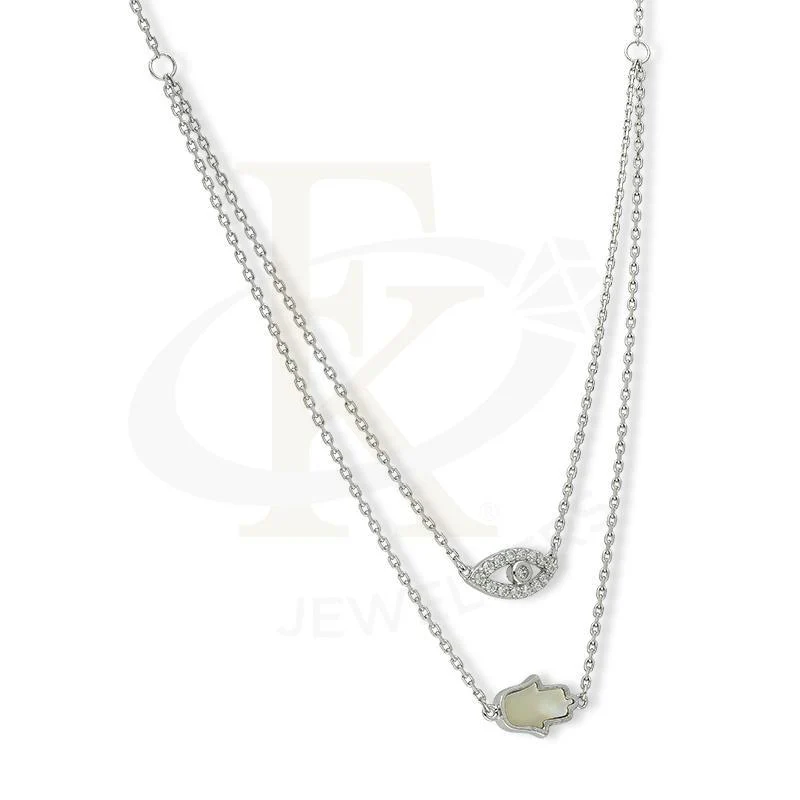 Sterling Silver 925 Hamsa Hand with Evil Eye Necklace - FKJNKL1948 - Image 2