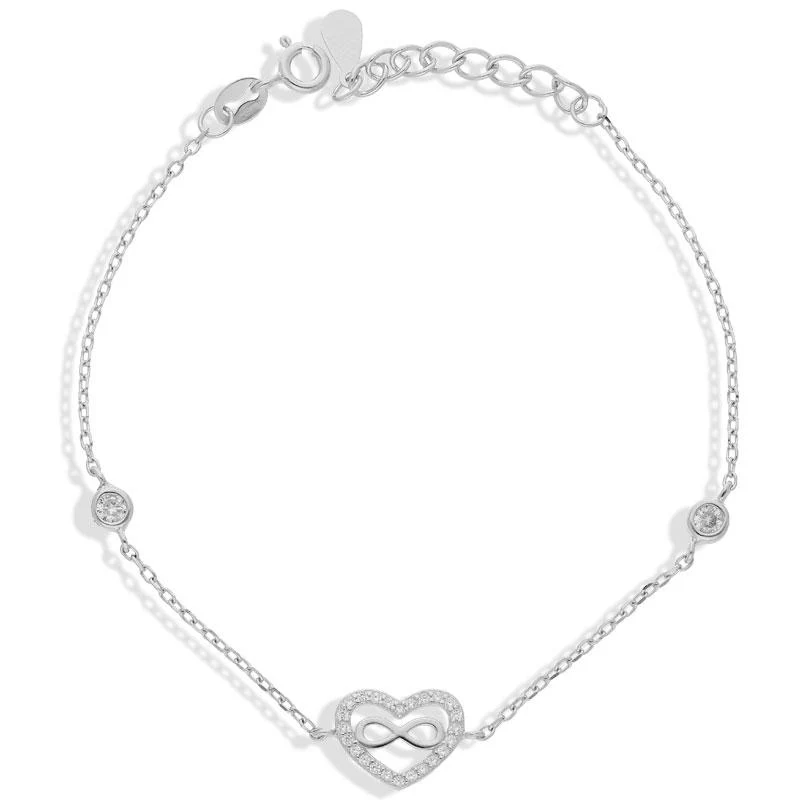 Sterling Silver 925 Heart and Infinity Bracelet - FKJBRLSL2312