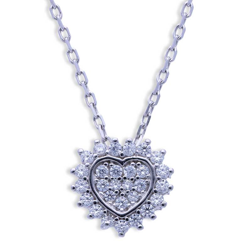 Sterling Silver 925 Heart Shaped Necklace - FKJNKLSLU1109
