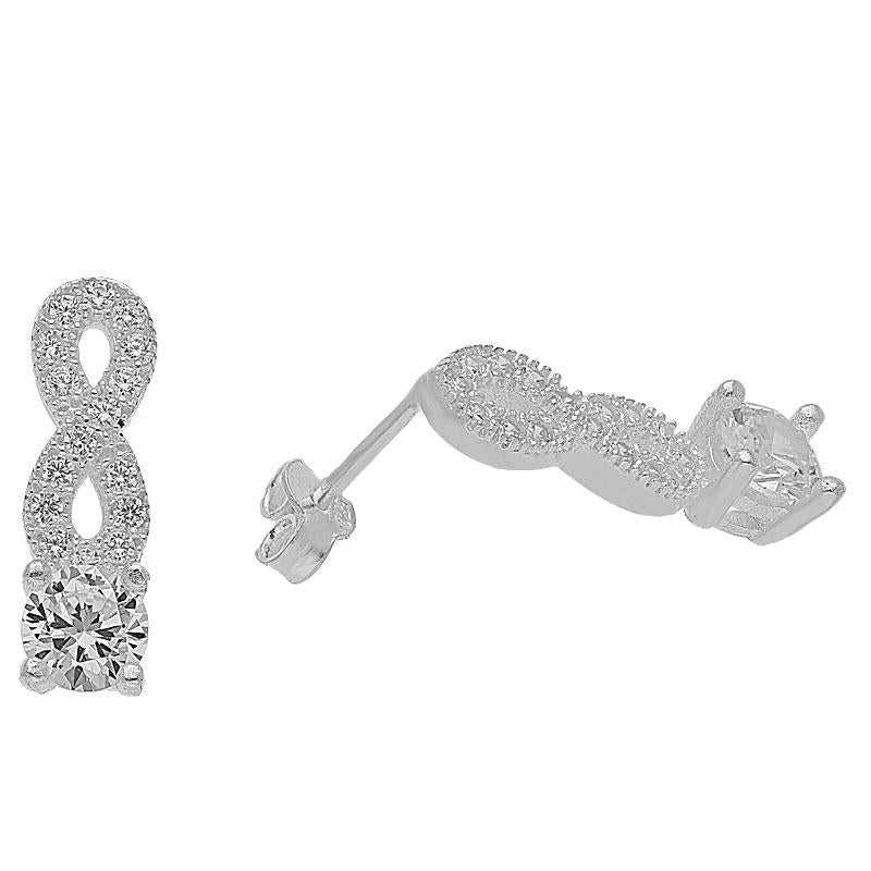 Sterling Silver 925 Infinity Solitaire Pendant Set (Necklace, Earrings and Ring) - FKJNKLST2029 - Image 3