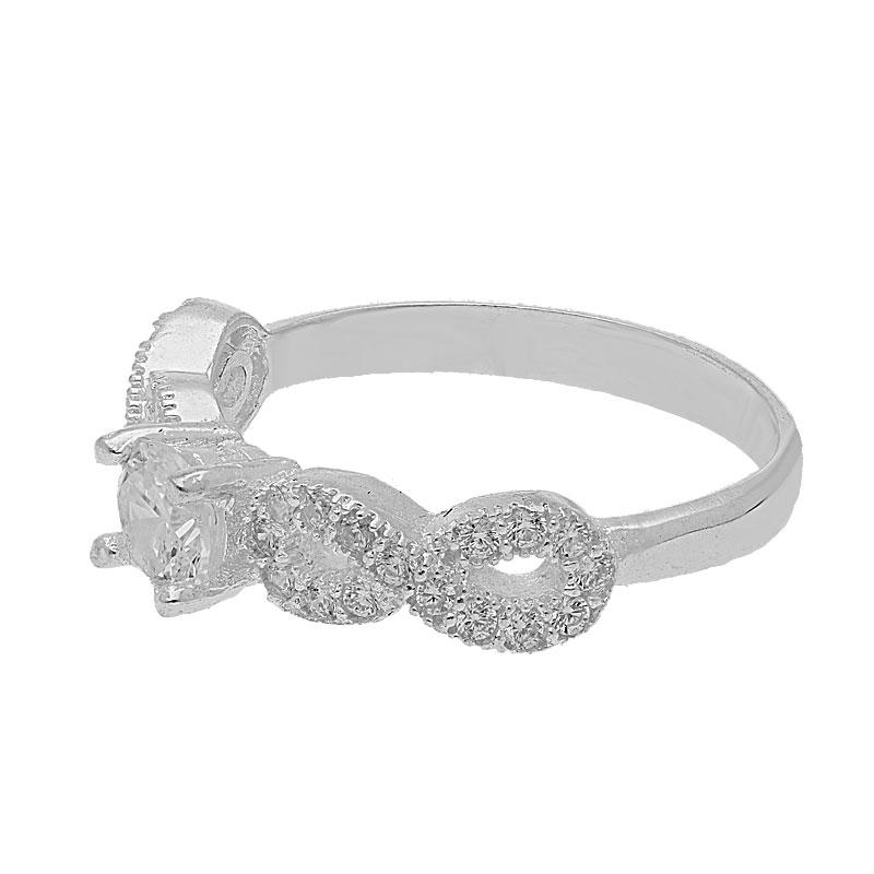 Sterling Silver 925 Infinity Solitaire Pendant Set (Necklace, Earrings and Ring) - FKJNKLST2029 - Image 5