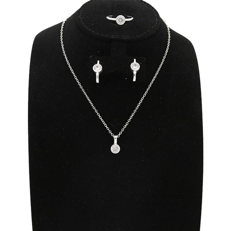 Sterling Silver 925 Pendant Set (Necklace, Earrings and Ring) - FKJNKLST2008 - Image 8