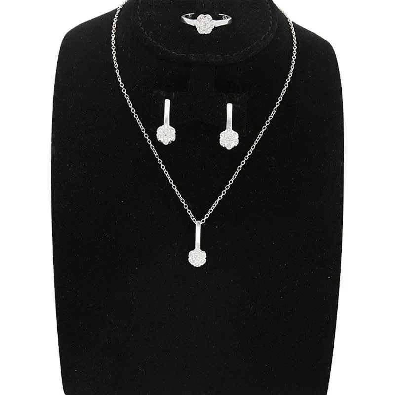 Sterling Silver 925 Pendant Set (Necklace, Earrings and Ring) - FKJNKLST2011 - Image 8