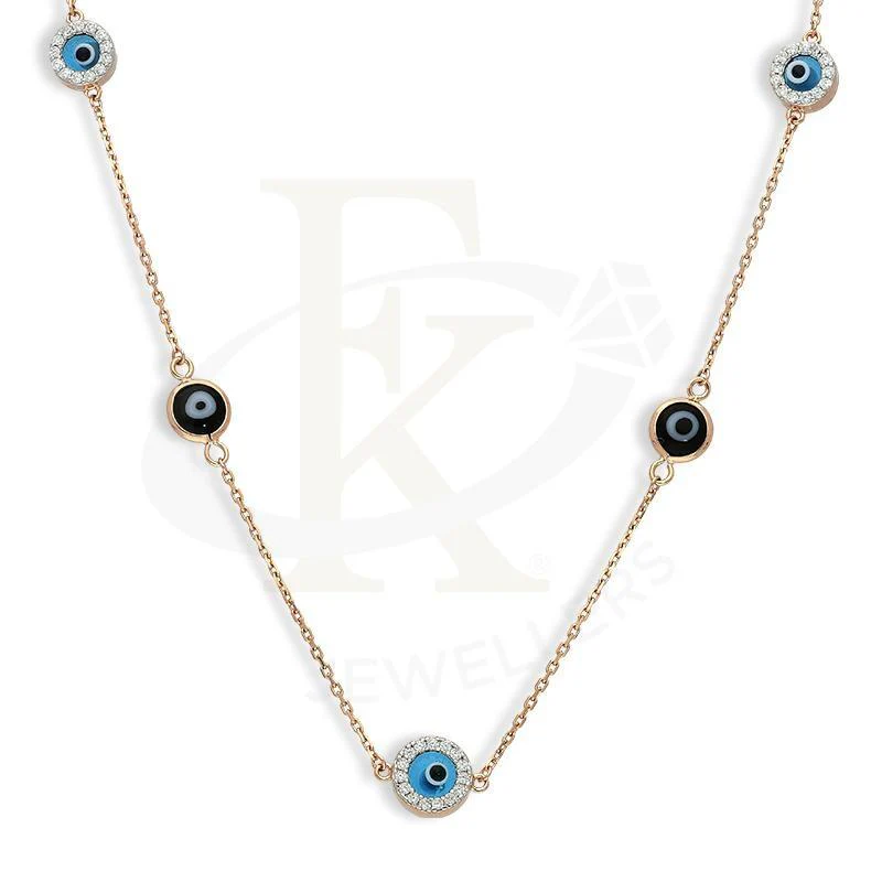 Sterling Silver 925 Rose Gold Plated Evil Eye Necklace - FKJNKLSL2649