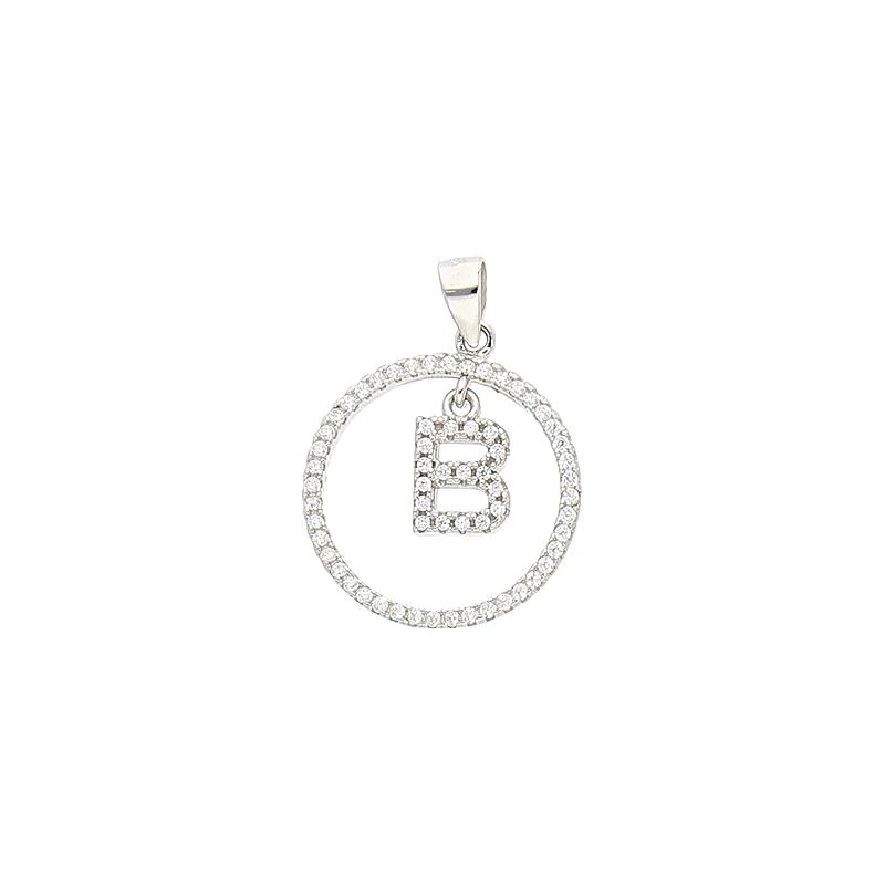 Sterling Silver 925 Round Shaped Alphabet Pendant - FKJPNDSL1999