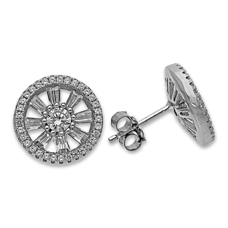 Sterling Silver 925 Round Shaped Solitaire Stud Earrings - FKJERNSL2467
