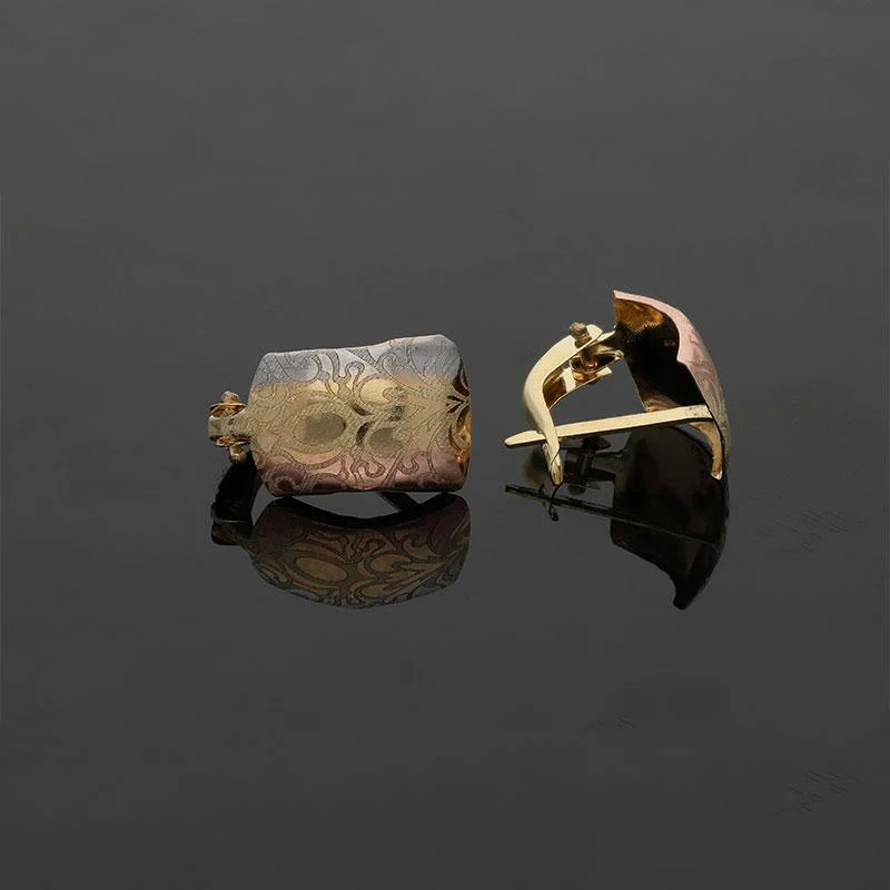 Tri-Gold Clip Earrings 18KT - FKJERN18K1806 - Image 11