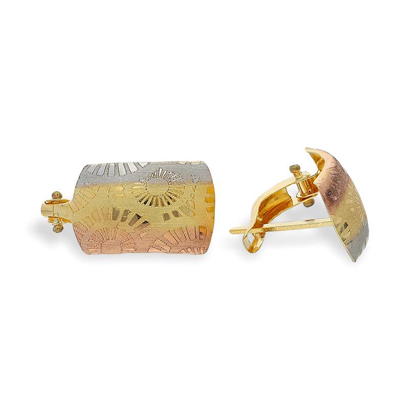 Tri-Gold Clip Earrings 18KT - FKJERN18K1806 - Image 3