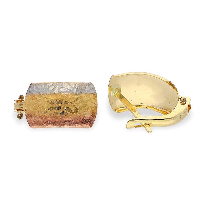Tri-Gold Clip Earrings 18KT - FKJERN18K1806 - Image 5