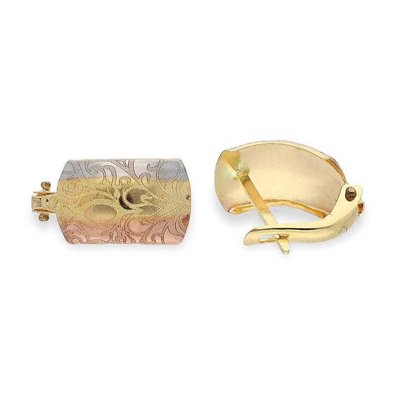 Tri-Gold Clip Earrings 18KT - FKJERN18K1806 - Image 6