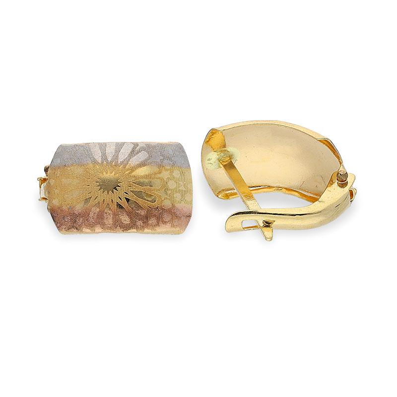 Tri-Gold Clip Earrings 18KT - FKJERN18K1806 - Image 7