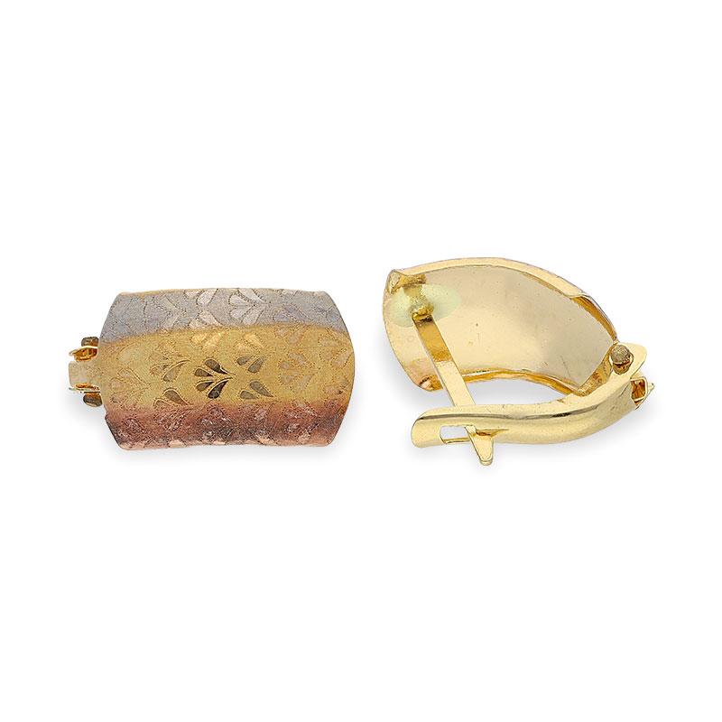Tri-Gold Clip Earrings 18KT - FKJERN18K1806 - Image 8
