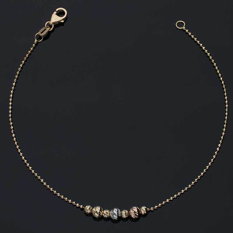 Trio Tone Gold Beads Bracelet 18KT - FKJBRL18KU1037 - Image 3